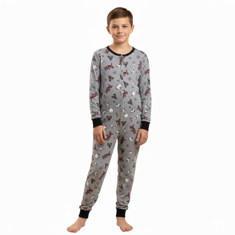Lightweight Footless Onsie Winter Festive Design Snaps Front Youth XL 14-16